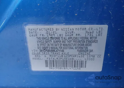 2021 Nissan Kicks S Xtronic Cvt из США, поврежденный, VIN 3N1CP5BV8ML471145